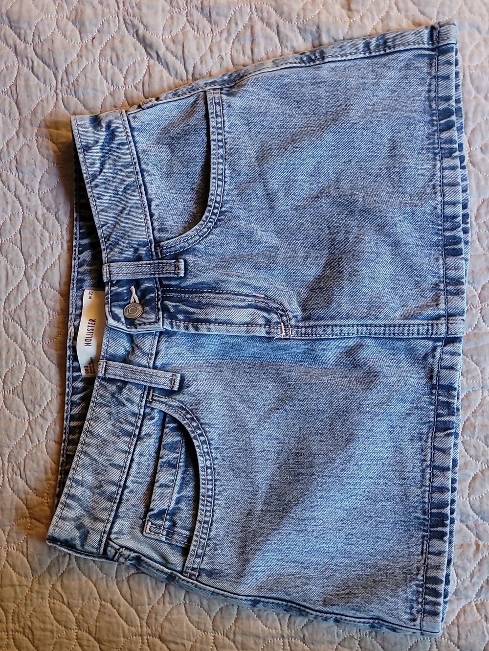 Hollister Blue Ultra Lo w Rise Denim Mini Skort Size 000 W23